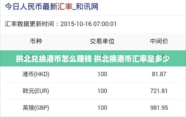 拱北兑换港币怎么赚钱 拱北换港币汇率是多少