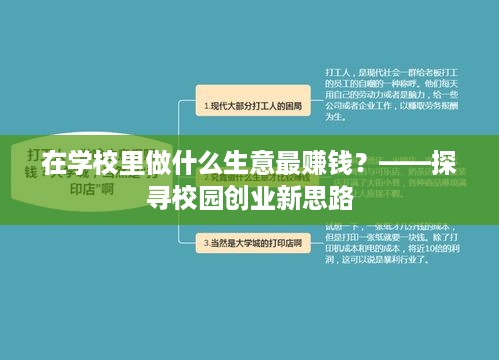 在学校里做什么生意最赚钱？——探寻校园创业新思路