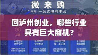 回泸州创业，哪些行业具有巨大商机？