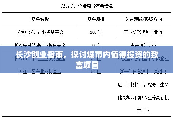 长沙创业指南，探讨城市内值得投资的致富项目