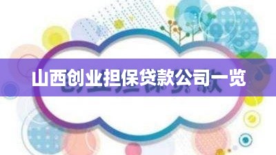 山西创业担保贷款公司一览