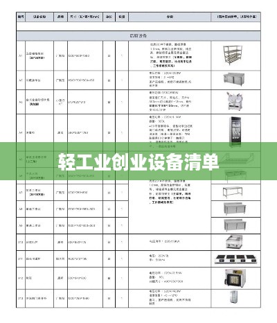 轻工业创业设备清单