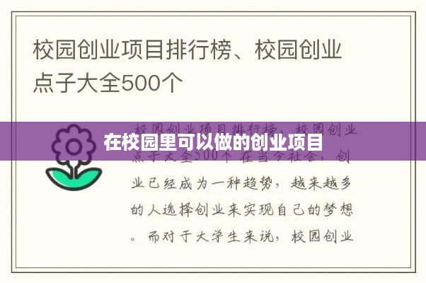 在校园里可以做的创业项目