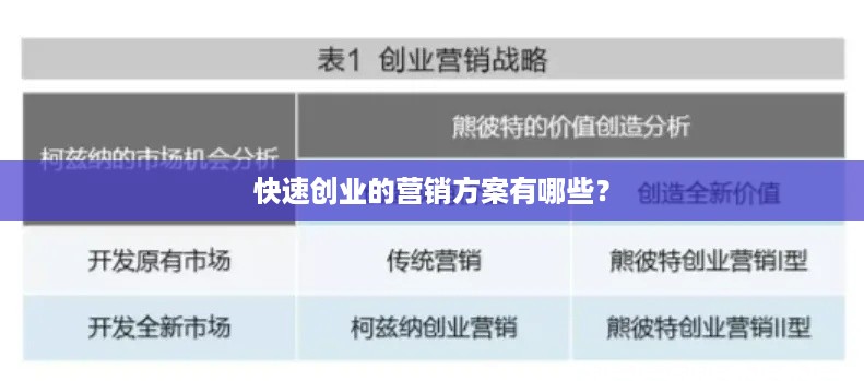 快速创业的营销方案有哪些？