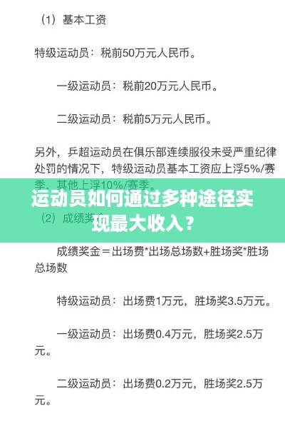 运动员如何通过多种途径实现最大收入？