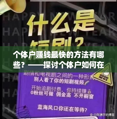 个体户赚钱最快的方法有哪些？——探讨个体户如何在短时间内实现盈利