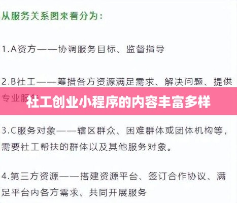 社工创业小程序的内容丰富多样