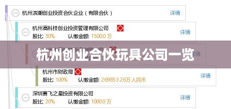 杭州创业合伙玩具公司一览
