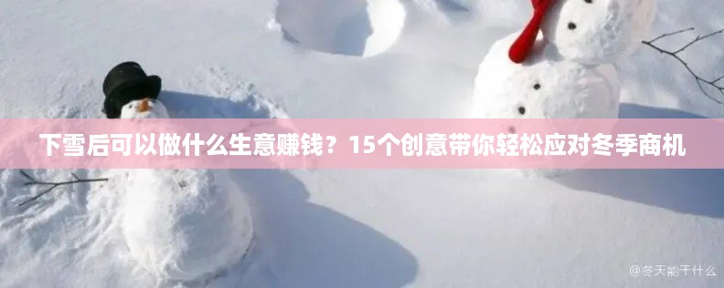 下雪后可以做什么生意赚钱？15个创意带你轻松应对冬季商机