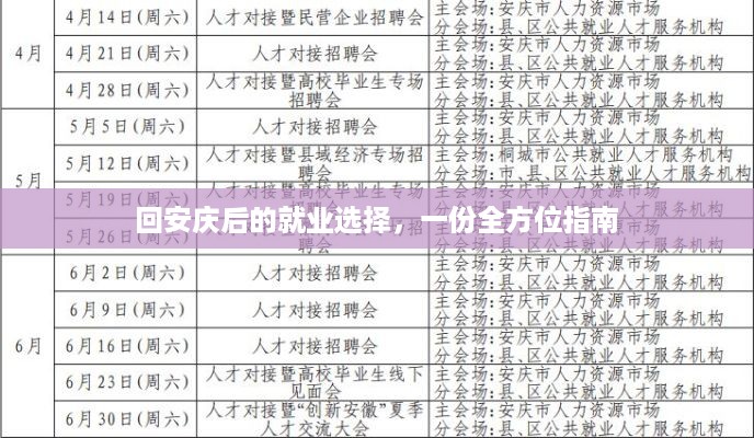 回安庆后的就业选择，一份全方位指南