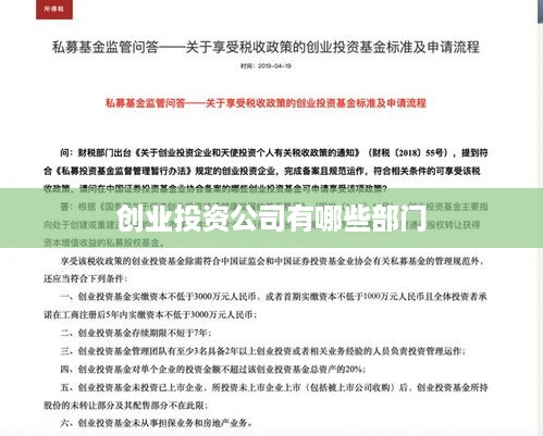 创业投资公司有哪些部门