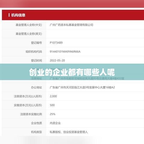 创业的企业都有哪些人呢