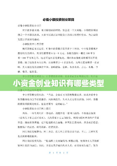 小资金创业知识有哪些类型