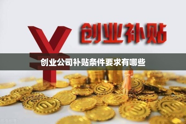 创业公司补贴条件要求有哪些