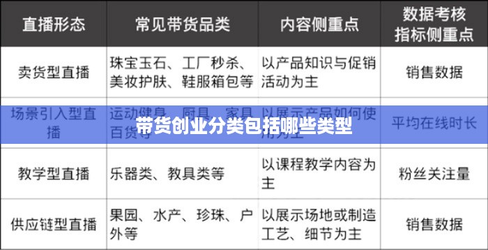 带货创业分类包括哪些类型