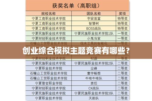 创业综合模拟主题竞赛有哪些？