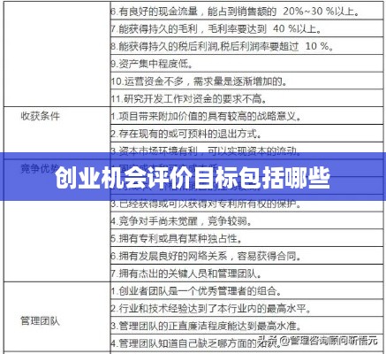 创业机会评价目标包括哪些