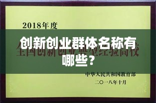 创新创业群体名称有哪些？