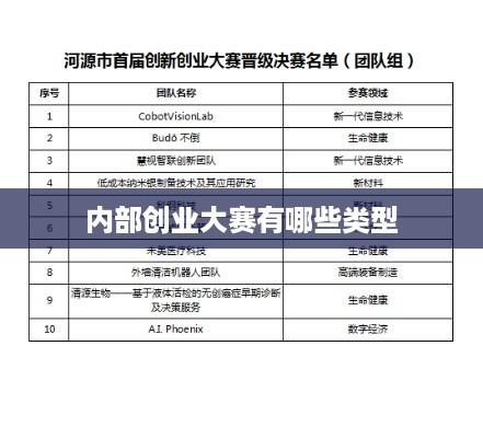 内部创业大赛有哪些类型